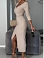 Χαμηλού Κόστους Μάλλινα φορέματα-Γυναικεία Φόρεμα πουλόβερ Πλεκτό φόρεμα Φόρεμα Jumper Μίντι φόρεμα Πλεκτά Μοντέρνα Καθημερινά Σκέτο ΕΞΩΤΕΡΙΚΟΥ ΧΩΡΟΥ Καθημερινά Διακοπές Εξόδου Λαιμόκοψη V Μακρυμάνικο 2023 Κανονικό