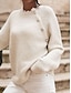 זול סוודרים-בגדי ריקוד נשים סוודר סוודר צווארון עגול קצר מְעוּרפָּל לִסְרוֹג תערובת כותנה גדול סתיו חורף רגיל חגים סוף שבוע סגנון וינטאג&#039; רך שרוול ארוך צבע אחיד פנינה כתום בז&#039; S M L