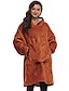 cheap Women&#039;s Robes-Women&#039;s Hoodie Wearable Blanket Pajama Loungewear Nightgown Sleepwear Pure Color Fashion Sport Simple Home Daily Bed Polyester Warm Pullover Long Sleeve Fall Winter Lake blue Black