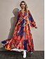 cheap Designer Dresses-Red Floral Print Maxi Dress for Women