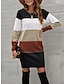 Χαμηλού Κόστους Μάλλινα φορέματα-Γυναικεία Φόρεμα πουλόβερ Φόρεμα Jumper Χειμερινό φόρεμα Μίνι φόρεμα Πλεκτά Μοντέρνα Κομψό στυλ street Συνδυασμός Χρωμάτων Ταινία Καθημερινά Ημερομηνία Εξόδου Σαββατοκύριακο Στρογγυλή Ψηλή Λαιμόκοψη
