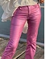 abordables pantalones de fiesta para mujer-Mujer Delgado Pantalones Algodón Media cintura Longitud total Plateado Otoño