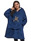 levne Dámské župany-dámská mikina s kapucí nositelná deka pyžamo loungewear noční košile prádlo na spaní čisté barvy móda sport jednoduchý domov denní postel polyester teplý svetr dlouhý rukáv podzim zima jezero modrá