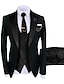 ieftine Costume-negru bej visiniu costume de bal pentru bărbați costume de petrecere de nuntă 3 piese plus mărime, culoare uni, croit, un singur piept, un singur buton 2024