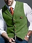 זול ווסטים-בגדי ריקוד גברים רטרו\וינטאג&#039; וסט הרינגבון גזרה מחוייטת פתוח Single Breasted More-button ירוק בהיר פול ירוק כהה 2023