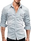 cheap Men&#039;s Denim Shirts-Men&#039;s Denim Shirt Light Grey Dark Gray Light Blue Long Sleeve Solid Colored Turndown Casual Daily Button-Down Clothing Apparel Fashion Casual Breathable Comfortable