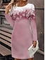 billige print sweatshirt &amp; hettegenser kjoler-Dame Sweatshirt kjole Uformell kjole Mini kjole Aktiv Mote utendørs Ferie Feriereise Crew-hals Trykt mønster Nyanse Snøfnugg Løstsittende Rosa Blå Fuksia S M L XL XXL