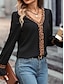 baratos Tops básicos de mulher-Camisa Social Blusa Mulheres Preto Leopardo Estampado Rua Diário Moda Decote V Normal S