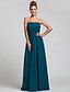 cheap Bridesmaid Dresses-Sheath / Column Strapless Floor Length Chiffon Bridesmaid Dress with Side Draping / Ruffles by LAN TING BRIDE®