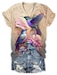 お買い得  レディースＴシャツ-女性用 Tシャツ フラワー 鳥 祝日 週末 プリント パープル 半袖 ファッション Ｖネック 夏