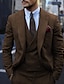 olcso Öltönyök-férfi tweed vintage öltönyök 3 darab molett egyszínű szabott egymellű kétgombos bordó zöld kék barna 2024 ősz/tél