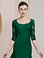 cheap Mother of the Bride Dresses-Sheath / Column Mother of the Bride Dress Formal Wedding Guest Elegant Scoop Neck Floor Length Chiffon Lace Half Sleeve with Appliques 2024