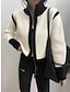 cheap Cardigans-Women&#039;s Cardigan Sweater Stand Collar Ribbed Knit Knit Patchwork Zipper Fall Winter Regular Outdoor Daily Going out Stylish Casual Soft Long Sleeve Color Block Black White Green S M L