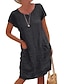 ieftine rochii simple-Pentru femei Rochie de schimb Rochii Lungime Genunchi Manșon scurt Culoare pură Buzunar Primăvară Vară Stil Nautic De Bază Casual Clasic Larg 2022 S M L XL 2XL 3XL 4XL 5XL / Bumbac