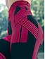 preiswerte Leggings-Damen Leggins Polyester Streifen Rubinrot Weiß Aktiv Hoher Taillenbund Knöchellänge Outdoor Yoga Herbst Winter