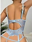 cheap Sexy Lingerie-Women&#039;s Sexy Lingerie Light Blue Pure Color Lovers Ultra Slim Hot Home Bed Valentine&#039;s Day Lace Breathable Straps Sleeveless Backless Hole Summer Spring Black White