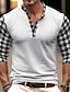 billige Casual T-skjorter for menn-Herre T skjorte Henly-skjorte T-skjorte Langermet skjorte Ruter Fargeblokk Henley Gate Feriereise Langermet Lapper Klær Mote Designer Grunnleggende
