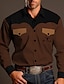 cheap Men&#039;s Western Shirts-Cowboy Vintage western style Men&#039;s Shirt Western Shirt Outdoor Street Casual Daily Fall &amp; Winter Turndown Long Sleeve Brown khaki S M L Shirt