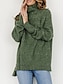 cheap Sweaters-Women&#039;s Plus Size Pullover Sweater Jumper Turtleneck Ribbed Knit Polyester Split Fall Winter Regular Outdoor Going out Weekend Stylish Plus Size Casual Long Sleeve Pure Color Green Gray XS S M