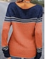 tanie Swetry-Damskie Sweter sweter Półgolf Prążkowany Robić na drutach Akryl Niejednolita całość Jesień Zima Regularny Na zewnątrz Codzienny Wyjściowe Elegancki Codzienny Miękkie Długi rękaw Kolorowy blok Prążki