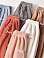 abordables Tops y pantalones de dormir para mujer-Pantalones de mujer para estar en casa, con letras, de felpa, informales, cómodos, para el hogar, para uso diario, vacaciones, de polar coral, de terciopelo coral, pantalones cálidos, cintura
