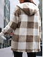 cheap Sherpa Jackets-Women&#039;s Fleece Jacket Teddy Coat Hoodie Jacket Warm Breathable Valentine&#039;s Day Street Daily Wear Vacation Pocket Fleece Lined Open Front Hoodie Casual Street Style Stripes and Plaid Regular Fit