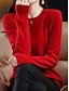 cheap Sweaters-Women&#039;s Pullover Sweater Jumper Crew Neck Ribbed Knit Polyester Knitted Fall Winter Regular Outdoor Home Daily Fashion Streetwear Casual Long Sleeve Solid Color Cherry Red Shrimp Pink Avocado Green S