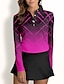preiswerte Designer-Kollektion-Damen poloshirt Purpur Langarm Sonnenschutz Shirt Herbst Winter Damen-Golfkleidung, Kleidung, Outfits, Kleidung
