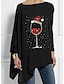 cheap Women&#039;s Blouses &amp; Shirts-Christmas Shirt Women&#039;s Shirt Blouse Snowman Snowflake Christmas Casual Print Asymmetric Black Long Sleeve Festival / Holiday Off Shoulder Spring &amp;  Fall