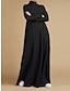 abordables vestidos sencillos-Mujer Vestido negro vestido largo vestido largo Bolsillo Diario Vacaciones Moda Básico Escote Chino Manga Larga Negro Rosa Azul Piscina Color