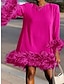 billige almindelige kjoler-Dame Sort kjole Mini kjole Patchwork Daglig Stævnemøde Ferierejse Elegant Mode Rund hals Langærmet Sort Lilla Rosa Farve