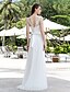 cheap Wedding Dresses-A-Line Scoop Neck Sweep / Brush Train Chiffon / Tulle Made-To-Measure Wedding Dresses with Bowknot / Beading / Appliques by LAN TING BRIDE®