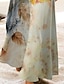 Χαμηλού Κόστους Print Φορέματα-Γυναικεία Φόρεμα σε γραμμή Α Φύλλο Στάμπα Στρογγυλή Ψηλή Λαιμόκοψη Μακρύ Φόρεμα Μάξι Φόρεμα Καθημερινά Ημερομηνία Μακρυμάνικο Φθινόπωρο Χειμώνας