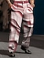 お買い得  メンズ3Dプリントドレスパンツ-エンボス 救援パターン 抽象画 男性用 3Dプリント パンツ アウトドア ストリート 仕事に着る ポリエステル ブルー 褐色 グリーン S M L ハイウエスト 弾性 パンツ