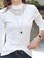 رخيصةأون ملابس علوية أساسية للنساء-قميص قميص الدانتيل بلوزة شبكة المرقعة الأعلى نسائي أسود أبيض أزرق لون خالص / عادي دانتيل بقع مناسب للبس اليومي موضة رقبة عالية عادي S