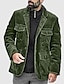 voordelige Herenjacks &amp; jassen-Voor heren Corduroyjack shacket Buiten Alledaagse kleding Warm Herfst Winter Effen Modieus Streetwear Revers Normaal Zwart Leger Groen Donkergrijs Jacks