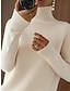 cheap Sweaters-Women&#039;s Pullover Sweater Jumper Stand Collar Ribbed Knit Polyester Knitted Fall Winter Regular Outdoor Daily Holiday Fashion Streetwear Casual Long Sleeve Solid Color Black White Pink M L XL