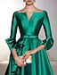 halpa Cocktailmekot-a-line cocktailmekot tyylikäs mekko punainen vihreä mekko häävieras tee pituus 3/4 hiha v kaula satiini rusetilla applikaatioilla 2024