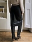 זול חצאיות פשוטות-בגדי ריקוד נשים חצאית גוף מלא מידי מותניים גבוהים חצאיות קצוות מפוצלים אחיד רחוב יומי חורף עור מלאכותי אופנתי סקסי שחור