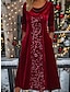 cheap Sequin Dresses-Women&#039;s Sequin Dress Velvet Dress Party Dress Sparkly Dress Christmas Midi Dress Wine Long Sleeve Sparkly Glitter Spring Fall Winter Crew Neck Dress
