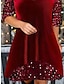 cheap Plus Size Party Dresses-Women&#039;s Plus Size Velvet Dress Sequin Dress Lace Dress Velvet Sequins Patchwork Long Sleeve Mini Dress Christmas Wine Spring Winter