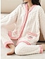 cheap Women&#039;s Sleepwear-Women&#039;s Fleece Pajamas Sets Fruit Warm Plush Fluffy Fuzzy Casual Home Bed Flannel Warm Breathable V Wire Long Sleeve Shirt Pant Button Pocket Fall Winter White