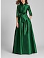 olcso Estélyi ruhák-szatén egy vonalú estélyi ruha pezsgő arany minimalista fekete piros zöld ruha hivatalos őszi földig érő fél ujjú inggallér masni(k) redőkkel 2024