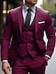 cheap Suits-Blue Black Burgundy Men&#039;s Wedding Suits 3 Piece Solid Colored Slim Fit Single Breasted Two-buttons 2024