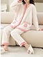 cheap Women&#039;s Sleepwear-Women&#039;s Fleece Pajamas Sets Fruit Warm Plush Fluffy Fuzzy Casual Home Bed Flannel Warm Breathable V Wire Long Sleeve Shirt Pant Button Pocket Fall Winter White
