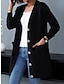 cheap Cardigans-Women&#039;s Cardigan Sweater V Neck Cable Knit Knit Spandex Yarns Button Pocket Fall Winter Long Outdoor Daily Going out Stylish Casual Soft Long Sleeve Solid Color Black Red Blue S M L