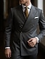 tanie Garnitury-ciemnoszare męskie garnitury ślubne, 2-częściowe, plus size, w jednolitym kolorze, dopasowane, krój 2024