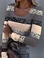 ieftine Tricouri Damă-Pentru femei Tricou Bloc Culoare Zilnic Sfârșit de săptămână Imprimeu Galben Manșon Lung Modă În U Primăvara &amp; toamnă