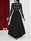cheap Party Dresses-Women‘s Black Dress Prom Dress Party Dress Long Dress Maxi Dress Black Long Sleeve Lace Spring Fall Winter V Neck Fashion Wedding Guest Evening Party Black Cocktail Dress