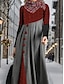 cheap Print Dresses-Women&#039;s Plaid Dress Winter Dress A Line Dress Plaid Patchwork Button Turtleneck Midi Dress Daily Long Sleeve Fall Winter